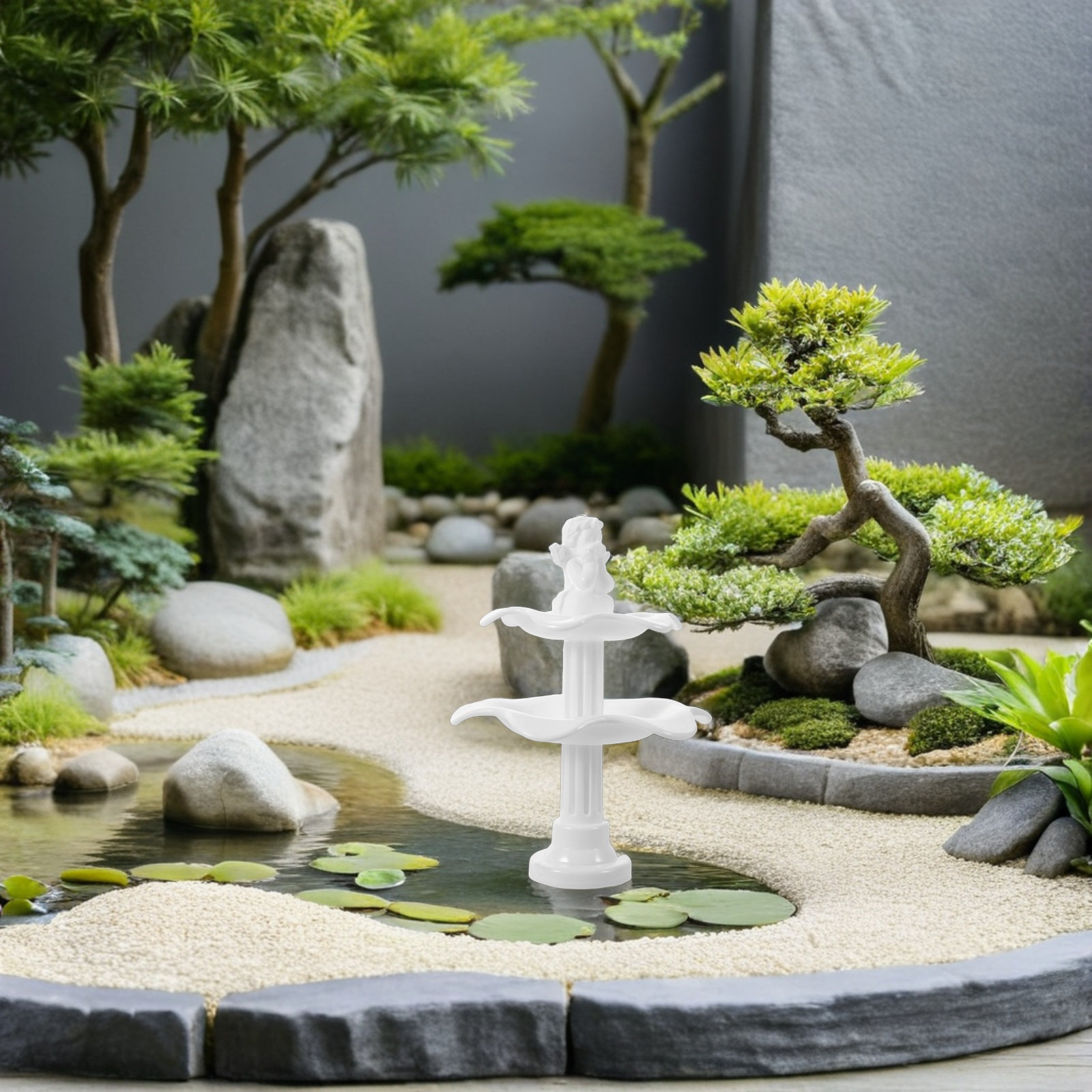 2개 세트, 2단 플라스틱 미니어처 분수, 천사 디자인 - Bonsai Garden Landscape Design 리뷰 및 가격