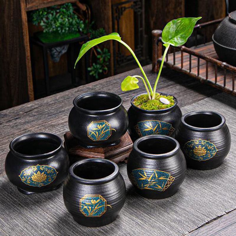 중국 스타일 세라믹 꽃 냄비 분재 꽃병 검정색 식물 냄 - Bonsai Garden Art 리뷰 및 가격